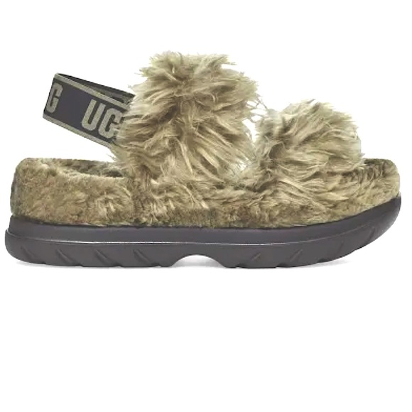 UGG Shoes - Ugg Fluff sandals💚fluff slippers Ugg fluff size 7 olive platform chunky